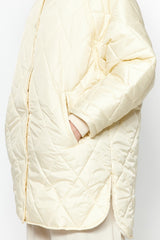 Beige Oversize Hooded Water Repellent Quilted Coat Twoaw22mo0024