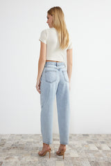 Light Blue High Waist Barrel Jeans Twoss24je00113