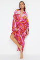 Tropical Pattern Wide Fit Maxi Woven Ruffle Beach Dress Tbess23el00274