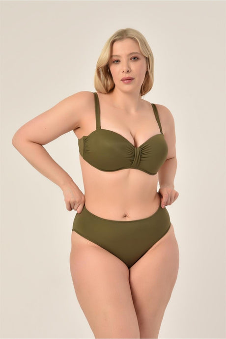 Women's Mint Green Plus Size Thick Strapless Bikini Set 20231988