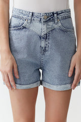 Blue High Waist Denim Shorts Twoss21sr0435