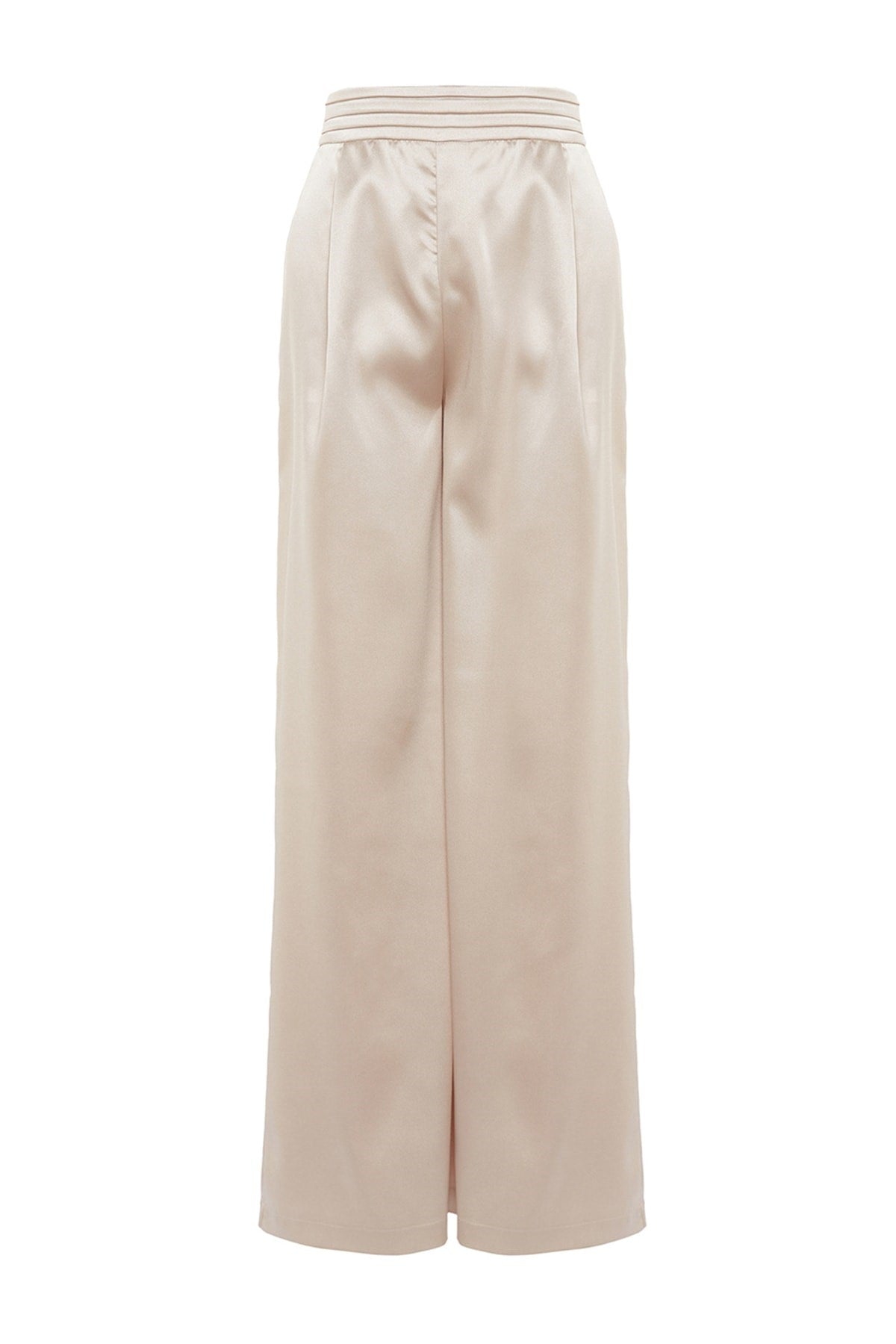 Beige Loose Leg Satin Pants Tprss23pl00001