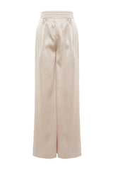 Beige Loose Leg Satin Pants Tprss23pl00001