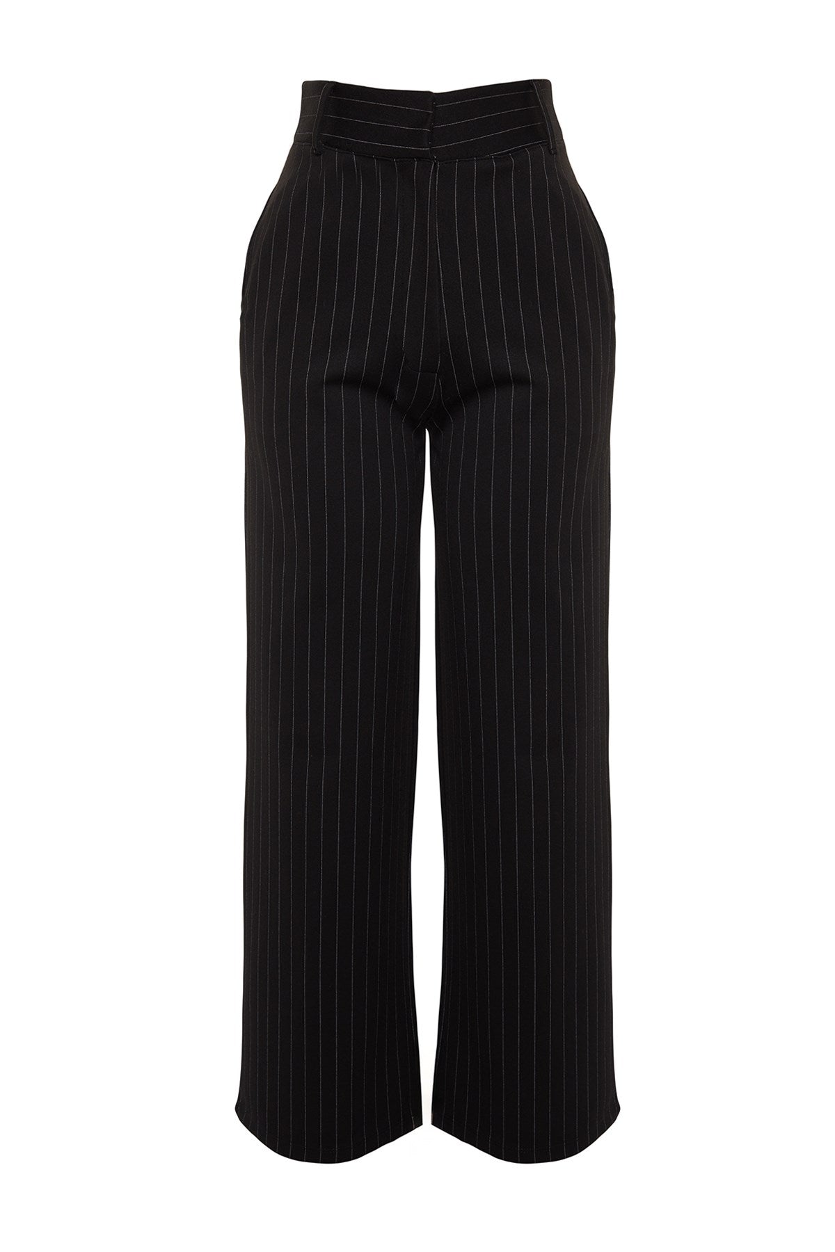 Black Striped Straight Fit High Waist Knitted Pants Twoaw24pl00222