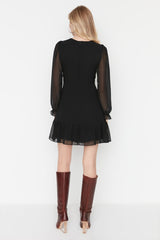 Black Collar Detailed Woven Dress Twoaw23el01087