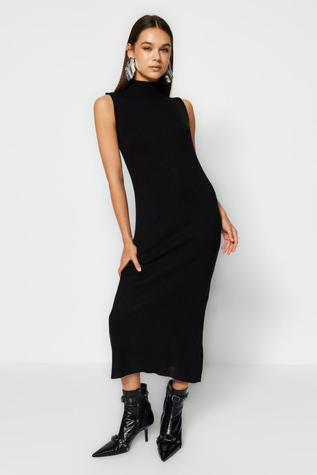 Black Midi Knitwear Window/cut Out Dress Twoaw24el00063