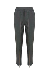 Women's Black And White Zipper Detailed Striped Pants Lg-oz249-pnt