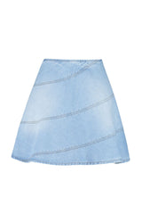 Blue Flounce High Waist Mini Denim Skirt Twoss24et00062