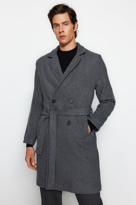 Black Men Regular Fit Long Coat Tmnaw21kb0101