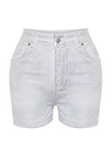 White Shiny Metallic Printed Shorts & Bermuda Twoss24sr00029