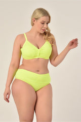 Women's Neon Orange Plus Size Booster Slip Ruffle Stylish Bikini Set 20231989