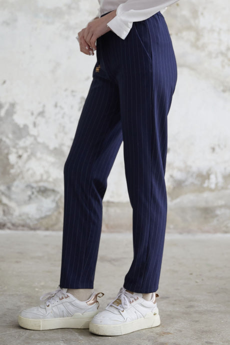 Line Pattern Elastic Trousers - Navy Ms00mb100022-1