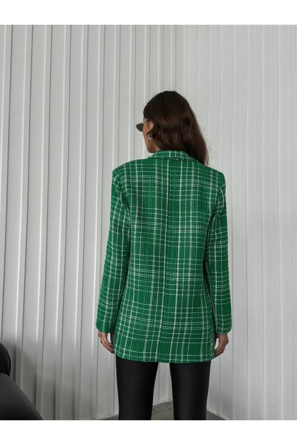 Green Plaid Oversize Jacket 9162