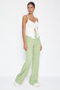 Green Sheer Wide Leg/casual Cut High Waist Knitted Pants Twoss23pl00085