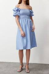 Powder Linen Look Regular Woven Dress Tedss24el00046