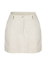 Beige Linen Woven Shorts Skirt Twoss24sr00066