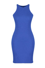 Orange Ribbed Bodycone/body Fit Halter Collar Flexible Mini Knitted Pencil Dress Twoss23el00303