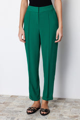 Green Cigarette Ribbed Woven Pants Twoss24pl00117