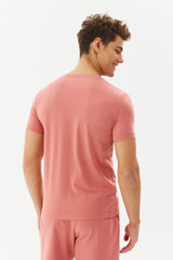 Men's Red V Neck 100% Cotton Short Sleeve Slim Fit Solid Color Casual Sports T-shirt 8898 Tb20ml07s8