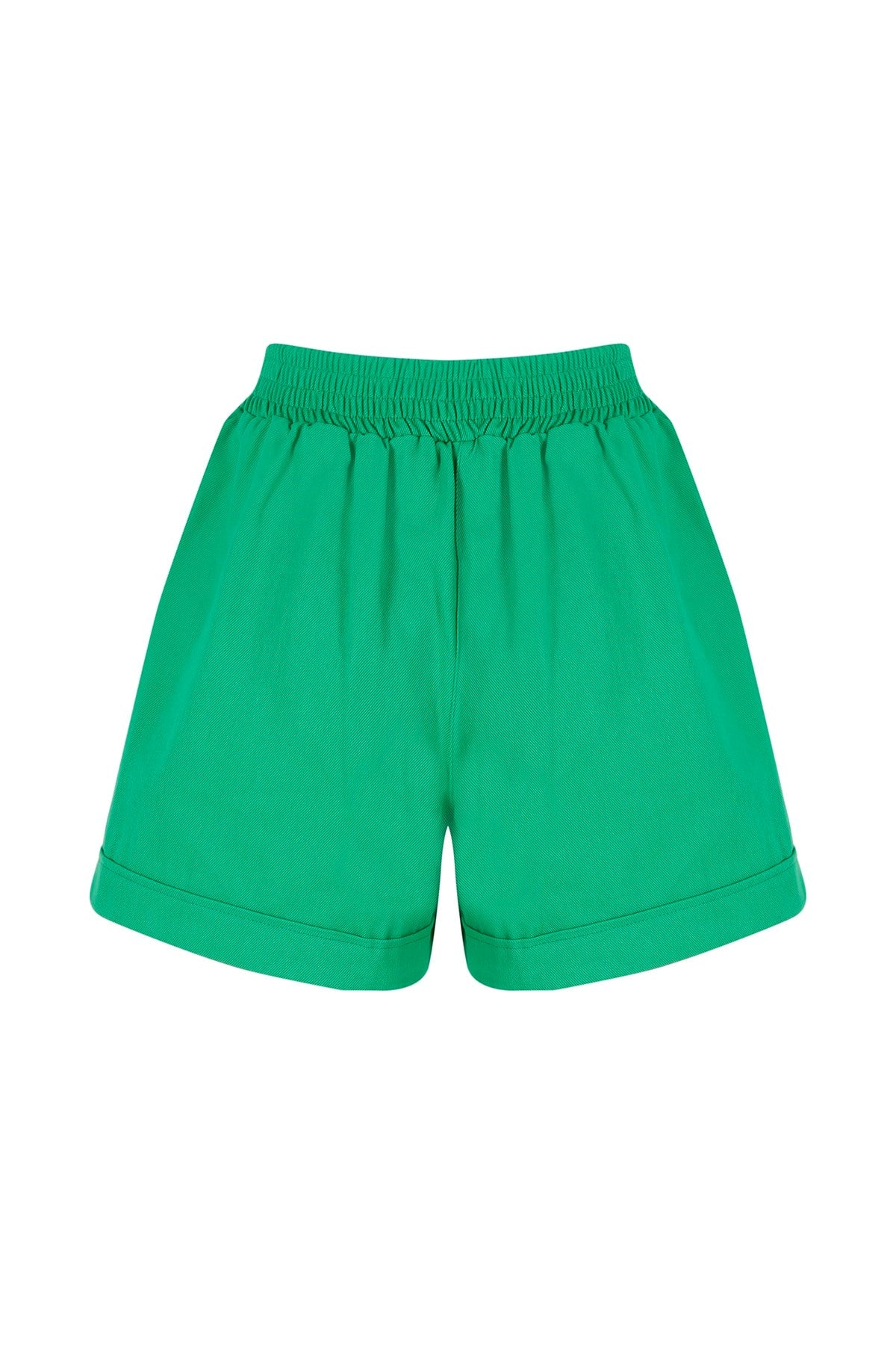 Women's Green Staple Detailed Waist Part Elastic Shorts Lg-oz263-srt