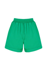 Women's Green Staple Detailed Waist Part Elastic Shorts Lg-oz263-srt