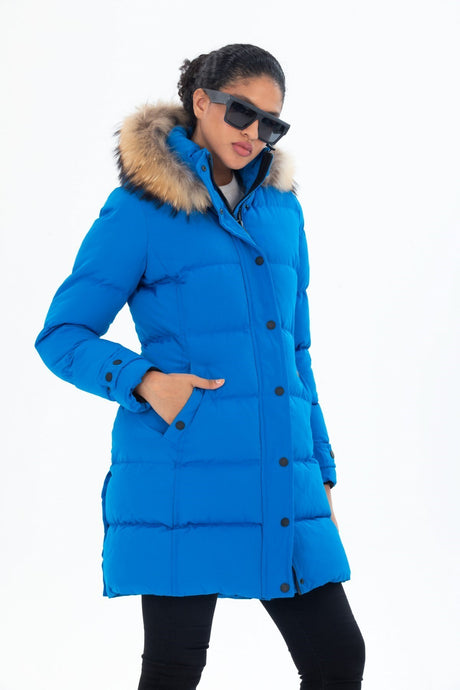 Women's Long Removable Fur Hooded Padded Windproof Inflatable Coat 8658 Gfx8658