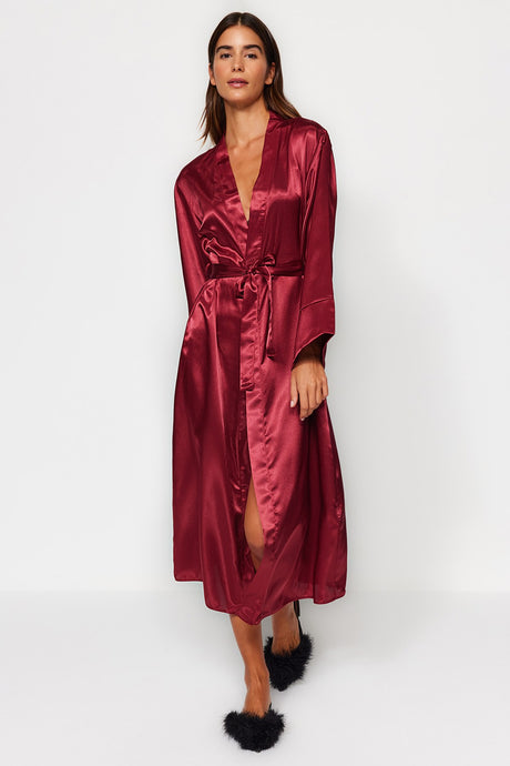 Indigo Belted Satin Woven Dressing Gown Thmss23sb00006