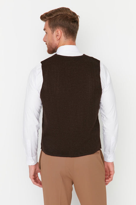 Brown Men's Slim Fit Pocket Vest Tmnaw20mg0011