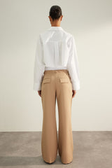 Mink Premium Quality Double Belt Detailed Wide Leg/wide Leg Woven Pants Twoaw24pl00187