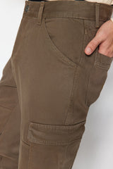 Men's Black Pocket Woven Cargo Pants Tmnaw24pl00020