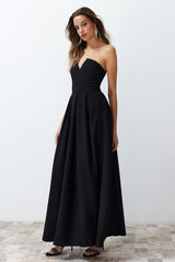 Black Woven Long Evening Dress Tprss24ae00118