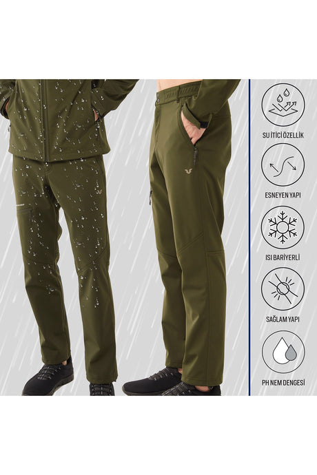 Men's Navy Softshell Winter Outdoor Pants With Zipper Pockets 0335 Tb23ml05w0335-1