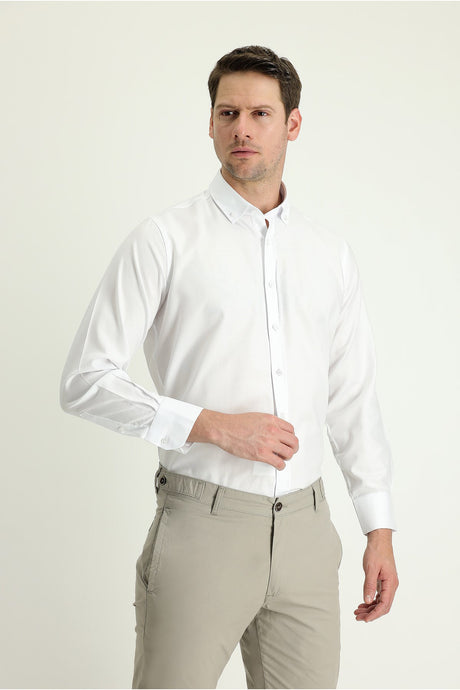 Long Sleeve Regular Fit Oxford Cotton Shirt 469296