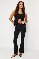 Black Flare Woven Pants Twoss24pl00083