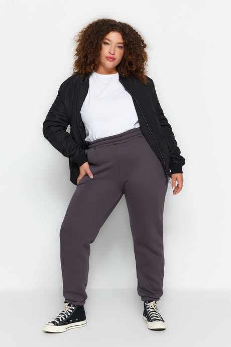 Navy Blue High Waist Jogger 3 Thread Charcoal Plus Size Sweatpants Tbbaw24aj00002