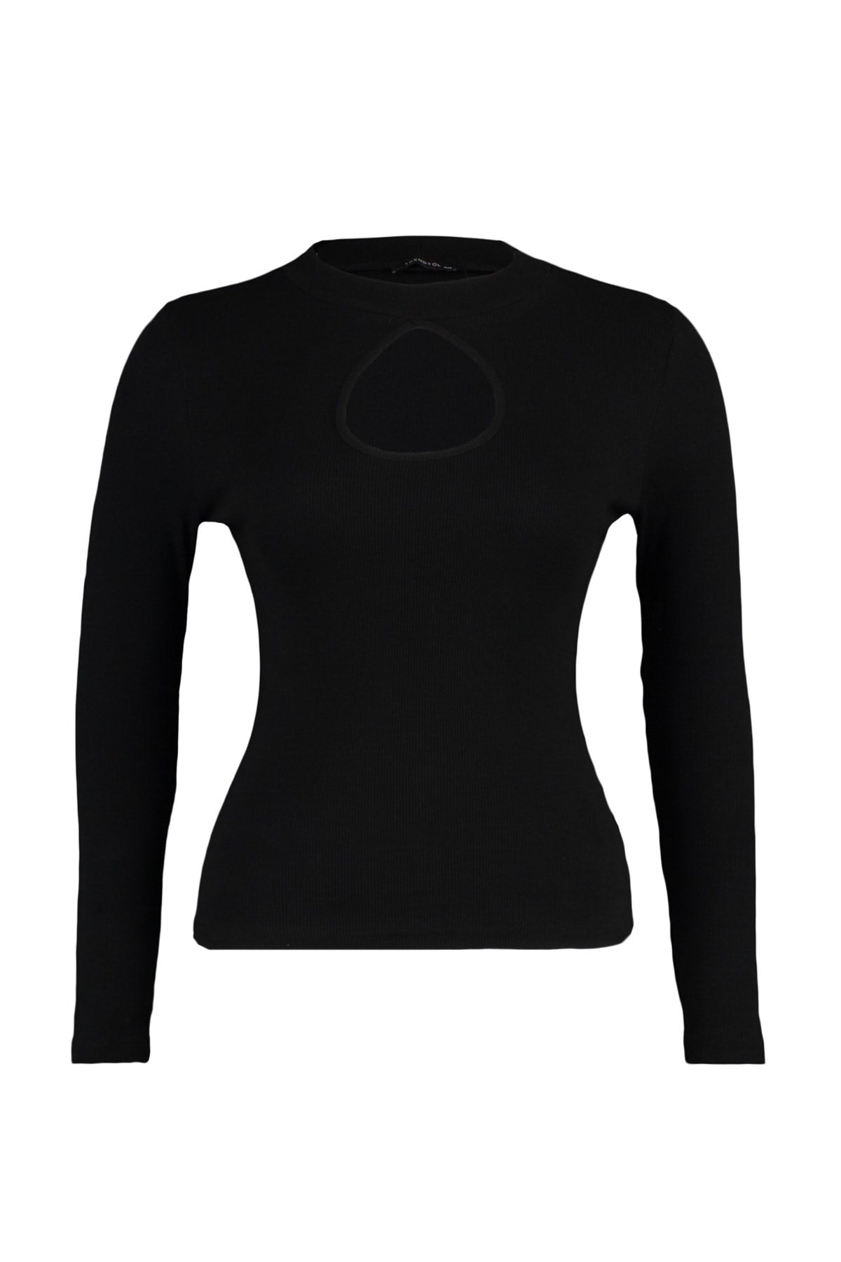 Black Window/cut Out Detailed Crop Knit Blouse Tbbaw23af00037