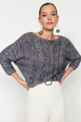 Anthracite Soft Textured Knitwear Sweater Twoaw24kz01262