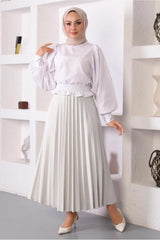 Women's Black Pillow Waist Elastic Skirt T 8354 23yetktr8354