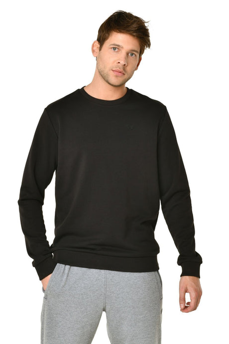 Men's Black Crew Neck Solid Color Casual And Sports Sweatshirt 8418 Tb21ml11w8418-1