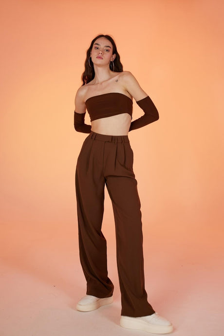 Palazzo Cut High Waist Palasia Pants Brown Hlpalasiapantolon