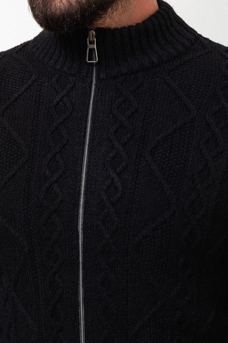 Braided Grey Slim Fit Dominant Collar Zipper Wool Men's Knitwear Cardigan 11236.23k