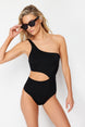 Black One Shoulder Cut Out/window Regular Swimsuit Tbess24my00005