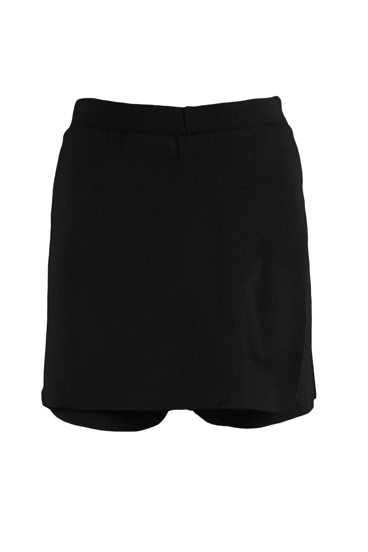 Black Body Fitting Mini Shorts Knit Skirt Twoaw23et00246