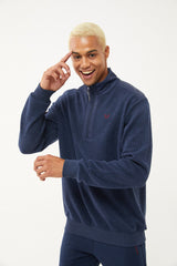 Men's Navy Blue Half Zipper Soft Textured Sweatshirt 1550 Tb23ml11w1550-1