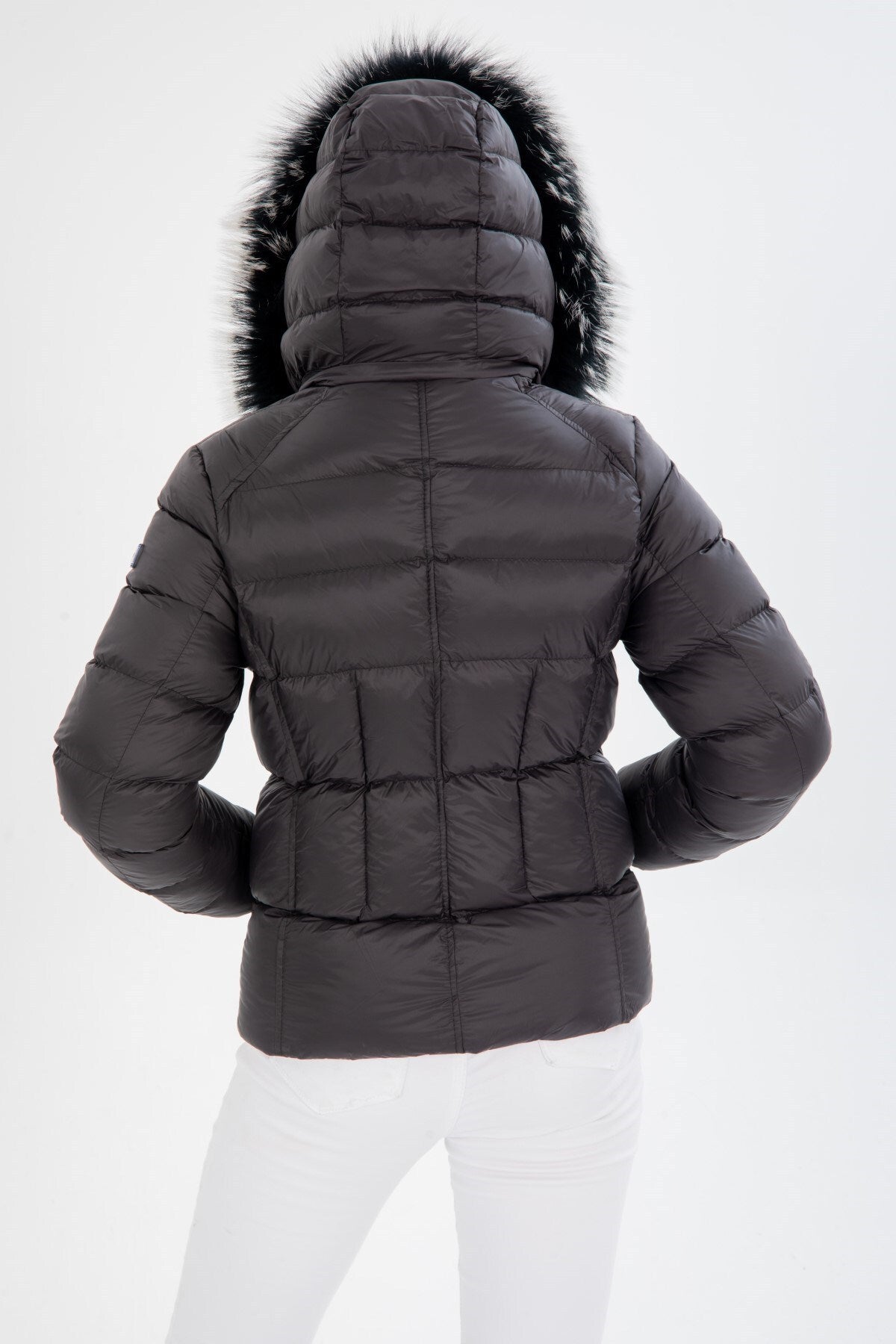 Women's Short Removable Fur Hooded Padded Inflatable Coat 8347 Gfx8347