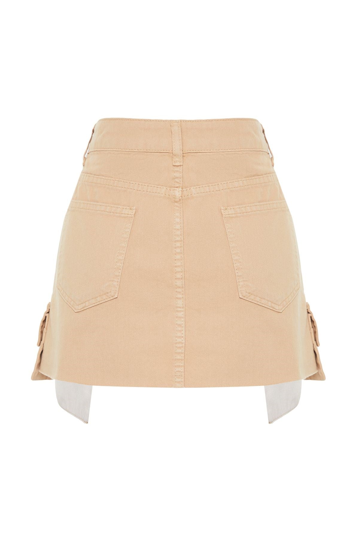 Beige Cargo Pocket Low Waist Mini Denim Skirt Twoss24et00076