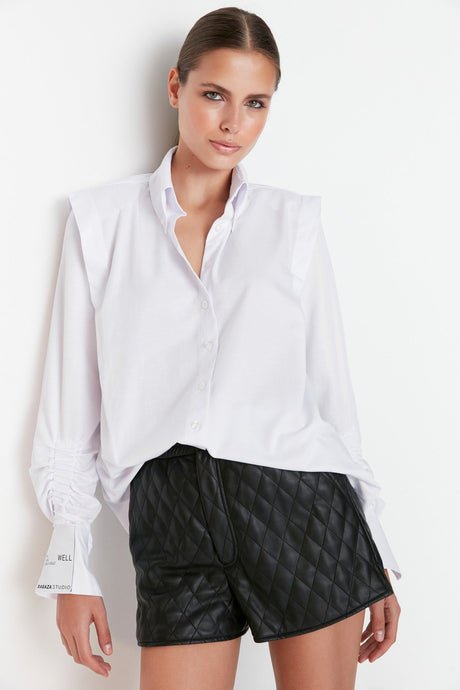 Black Ruffle Detailed Shirt Tpraw22go1191