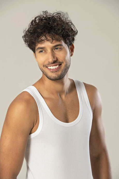 Virtue White Super Slim Men's Bamboo Tank Top 1114