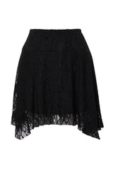 Black Asymmetric High Waist Lace Mini Knitted Skirt Twoss24et00087