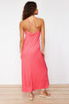 Red Polka Dot A Cut/bell Form Back Detailed Flexible Knitted Maxi Dress Twoss24el00582